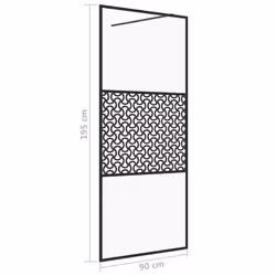 vidaXL Walk-in Shower Wall with Clear ESG Glass Black Shower Screen Partition - Additional view 4