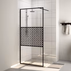 vidaXL Walk-in Shower Wall with Clear ESG Glass Black Shower Screen Partition