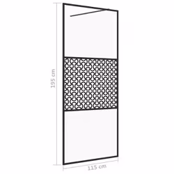 vidaXL Walk-in Shower Wall with Clear ESG Glass Black Shower Screen Partition - Additional view 4