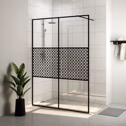 vidaXL Walk-in Shower Wall with Clear ESG Glass Black Shower Screen Partition