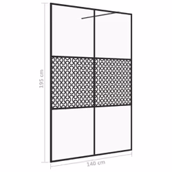 vidaXL Walk-in Shower Wall with Clear ESG Glass Black Shower Screen Partition - Additional view 4