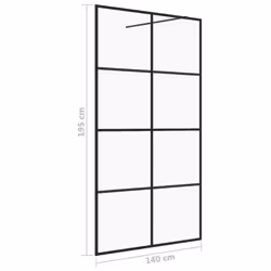 vidaXL Walk-in Shower Wall with Clear ESG Glass Black Shower Screen Partition - Additional view 4