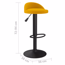 vidaXL Bar Stools Kitchen Bar Chair Counter Stool Pub Bistrol Chair Velvet - yellow - Additional view 8