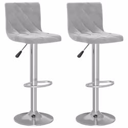vidaXL Bar Stools Kitchen Bar Chair Pub Counter Stool 2 pcs Light Grey Velvet