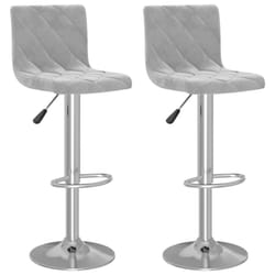 vidaXL Bar Stools Kitchen Bar Chair Pub Counter Stool 2 pcs Light Grey Velvet
