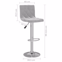vidaXL Bar Stools Kitchen Bar Chair Pub Counter Stool 2 pcs Light Grey Velvet - Additional view 8