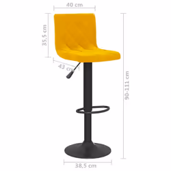 vidaXL Bar Stools Kitchen Bar Chair Counter Stool Pub Bistrol Chair Velvet - mustard yellow - Additional view 8