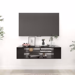 vidaXL Hanging TV Cabinet Black Engineered Wood Cabinet Entertainment Centre