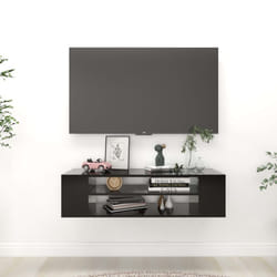 vidaXL Hanging TV Cabinet Black Engineered Wood Cabinet Entertainment Centre