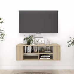 vidaXL Wall-Mounted TV Cabinet Sonoma Oak Chipboard Furniture Living Room