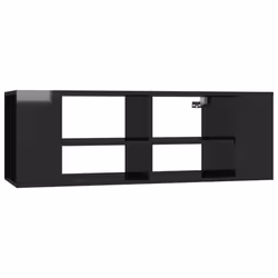 vidaXL Wall-Mounted TV Cabinet Concrete High Gloss Black Engineered Wood Unit