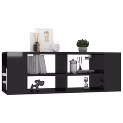 vidaXL Wall-Mounted TV Cabinet Concrete High Gloss Black Engineered Wood Unit