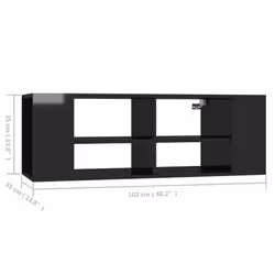 vidaXL Wall-Mounted TV Cabinet Concrete High Gloss Black Engineered Wood Unit - Additional view 7