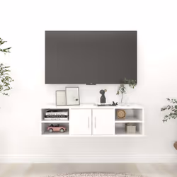 vidaXL Wall Shelf White Engineered Wood Home Bookcase Furniture Floating Shelf