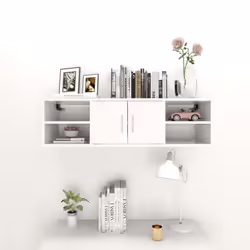 vidaXL Wall Shelf White Engineered Wood Home Bookcase Furniture Floating Shelf