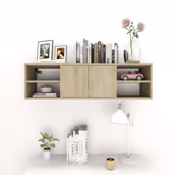 vidaXL Wall Shelf Sonoma Oak Engineered Wood Bookcase Furniture Floating Shelf