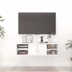 vidaXL Wall Shelf High Gloss White Engineered Wood Wall-Mounted Cabinet Shelf