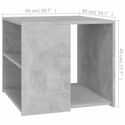 vidaXL Side Table Concrete Grey Engineered Wood Indoor Furniture Coffee Table - Additional view 4