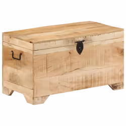 vidaXL Solid Rough Mango Wood Storage Chest Wooden Entryway Hallway Bench