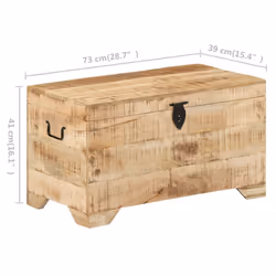 vidaXL Solid Rough Mango Wood Storage Chest Wooden Entryway Hallway Bench - Additional view 5