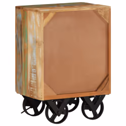 vidaXL Bedside Cabinet with Wheels Solid Reclaimed Wood Bedroom Nightstand