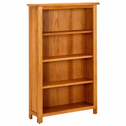vidaXL Solid Oak Wood 4-Tier Bookcase Living Room Book Shelf Display Unit