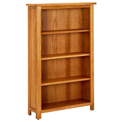 vidaXL Solid Oak Wood 4-Tier Bookcase Living Room Book Shelf Display Unit