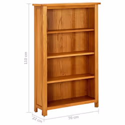 vidaXL Solid Oak Wood 4-Tier Bookcase Living Room Book Shelf Display Unit - Additional view 5