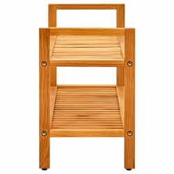 vidaXL Solid Oak Wood Shoe Rack with 2 Shelves Wooden Shoe Stands Storage - Additional view 2