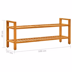 vidaXL Solid Oak Wood Shoe Rack with 2 Shelves Wooden Shoe Stands Storage - Additional view 5