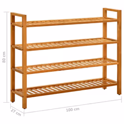 vidaXL Solid Oak Wood Shoe Rack with 4 Shelves Wooden Shoe Stands Storage - Additional view 5