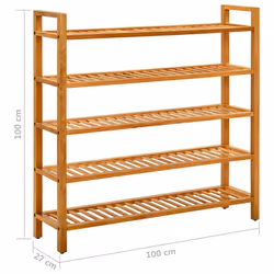 vidaXL Solid Oak Wood Shoe Rack with 5 Shelves Wooden Shoe Stands Storage - Additional view 5