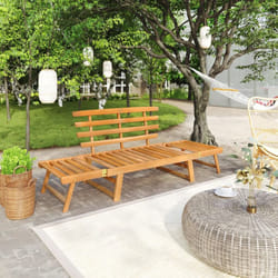 vidaXL Solid Acacia Wood Garden Bench 2-in-1 Outdoor Patio Sunbed Sun Lounger