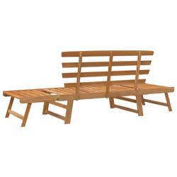 vidaXL Solid Acacia Wood Garden Bench 2-in-1 Outdoor Patio Sunbed Sun Lounger - Additional view 4