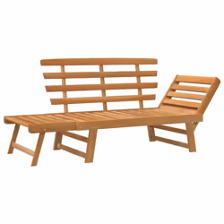 vidaXL Solid Acacia Wood Garden Bench 2-in-1 Outdoor Patio Sunbed Sun Lounger - Additional view 5