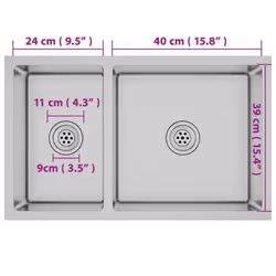 vidaXL Kitchen Sink Drop-in Utility Sink Stainless Steel Plumbing Fixtures - Additional view 9