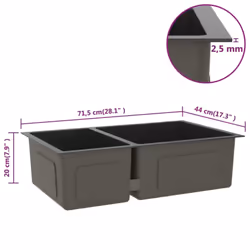 vidaXL Kitchen Sink Drop-in Utility Inset Sink Black Stainless Steel Plumbing