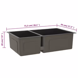vidaXL Kitchen Sink Drop-in Utility Inset Sink Black Stainless Steel Plumbing - Additional view 9