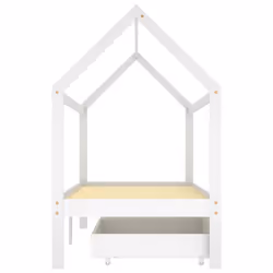 vidaXL Solid Pine Wood Kids Bed Frame with Drawers White 90x200 cm Wooden Base