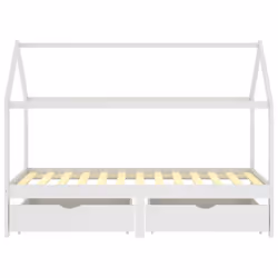 vidaXL Solid Pine Wood Kids Bed Frame with Drawers White 90x200 cm Wooden Base - Additional view 7