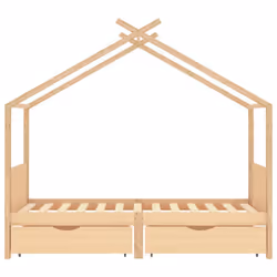 vidaXL Solid Wood Pine Kids Bed Frame with Drawers 90x200 cm Wooden Bedstead