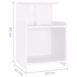 vidaXL Bed Cabinet White Engineered Wood Bedside Table Nightstand Furniture - Additional view 6