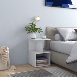 vidaXL Bedside Cabinet High Gloss White Engineered Wood Bed Stand Side Table