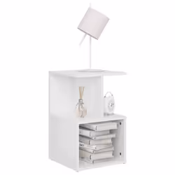 vidaXL Bedside Cabinet High Gloss White Engineered Wood Bed Stand Side Table