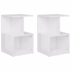 vidaXL 2x Bedside Cabinets High Gloss White Engineered Wood Bedside Table