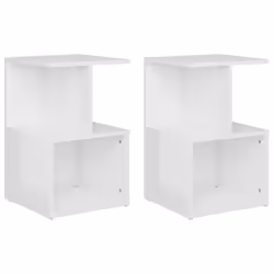 vidaXL 2x Bedside Cabinets High Gloss White Engineered Wood Bedside Table