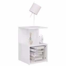 vidaXL 2x Bedside Cabinets High Gloss White Engineered Wood Bedside Table