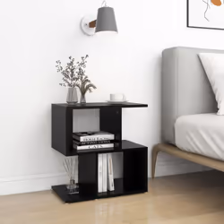 vidaXL Bedside Cabinet Black Engineered Wood Telephone Stand Nightstand Table