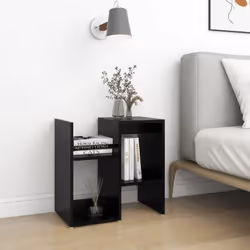 vidaXL Bedside Cabinet Black Engineered Wood Telephone Stand Nightstand Table