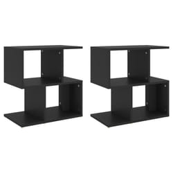 vidaXL 2x Bedside Cabinets Black Engineered Wood Telephone Stand Nightstand